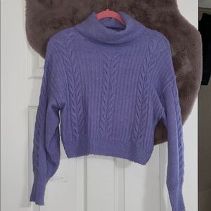 Wild Fable Purple Cable Knit Turtleneck Sweater